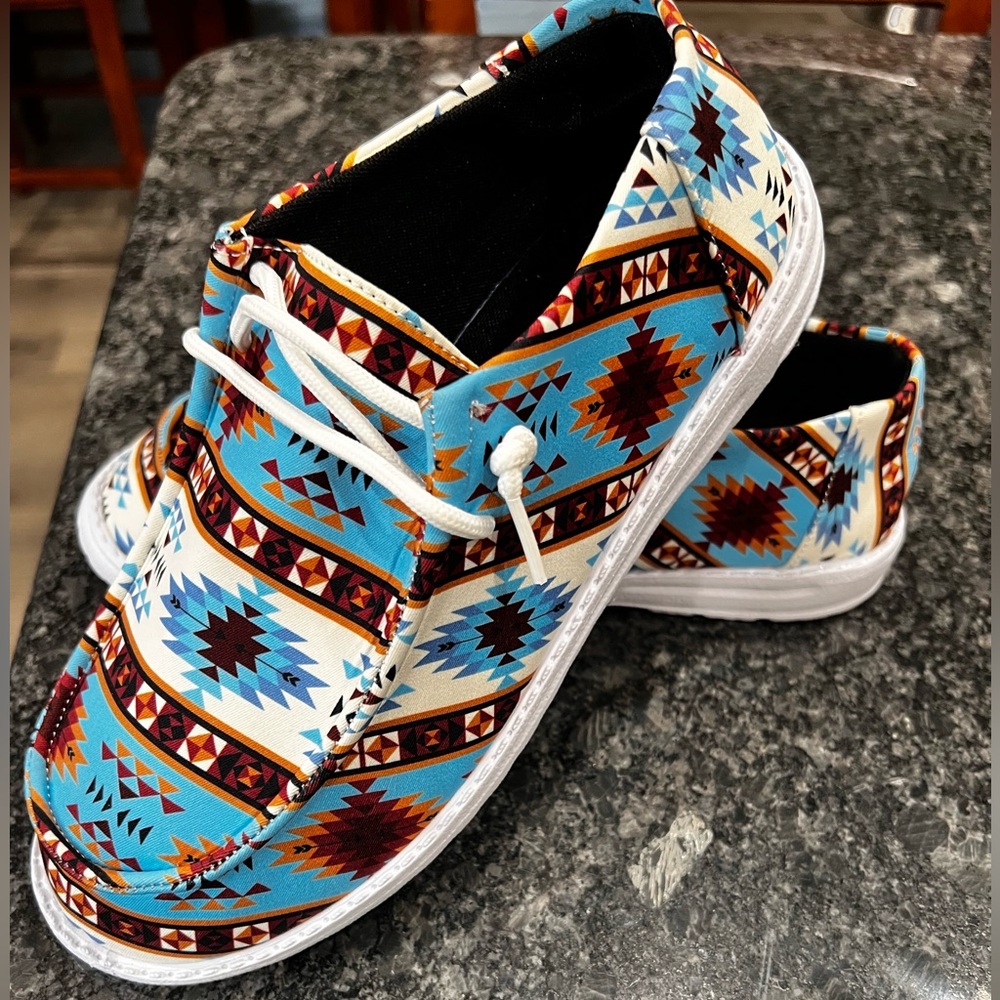 Aztec Tribal Patterned Slip On Shoes